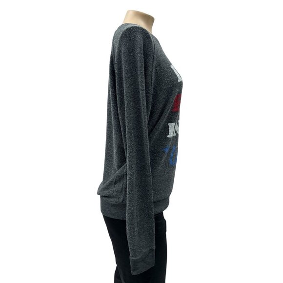 Junk Food "Its A Party In The USA" Graphic Sweatshirt Long Sleeve Gray Women XS - Picture 3 of 9